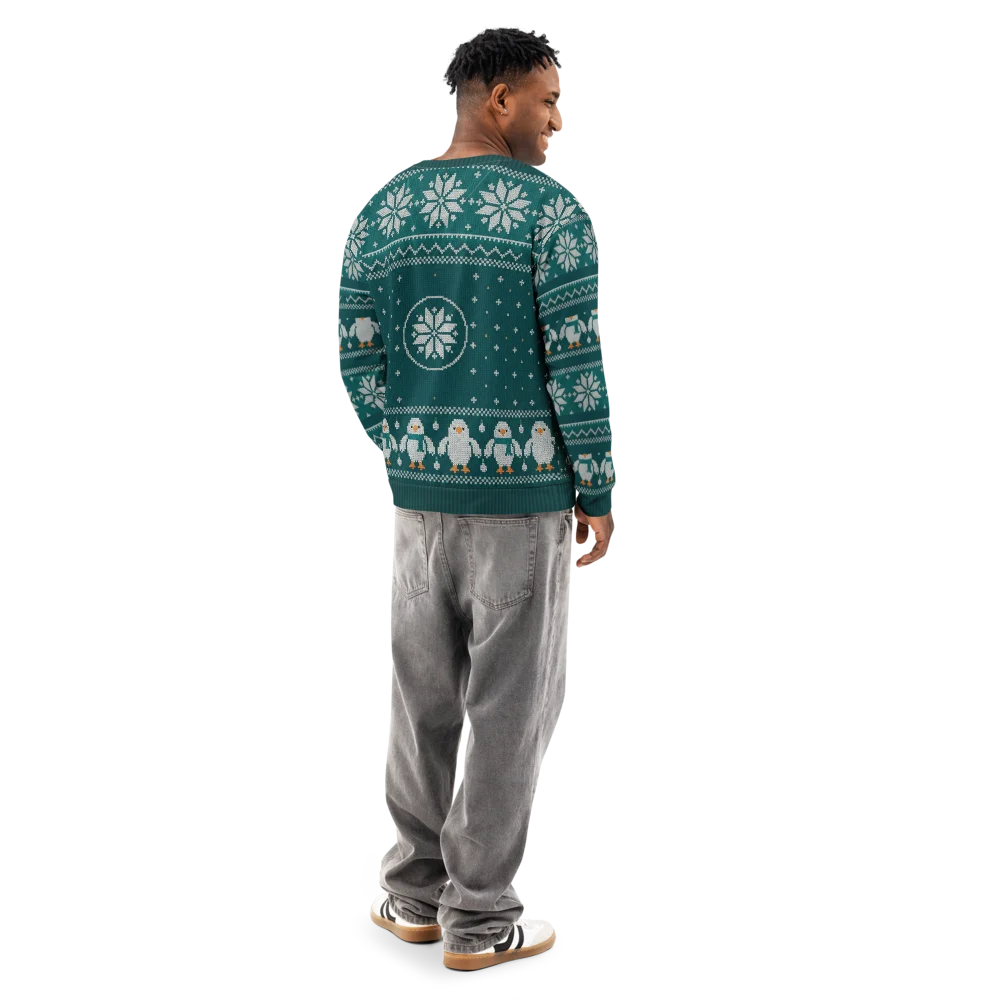 Philadelphia Fan Ugly Christmas Sweatshirt on male model, back