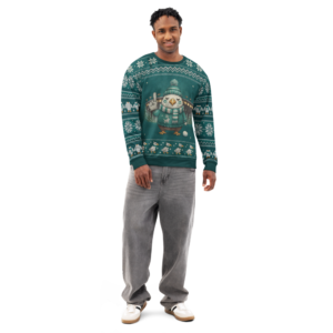 Philadelphia Fan Ugly Christmas Sweatshirt on male model, front