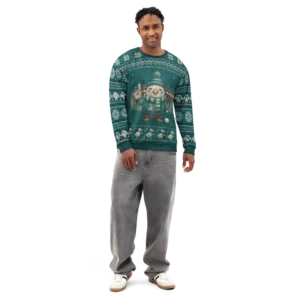 Philadelphia Fan Ugly Christmas Sweatshirt on male model, front