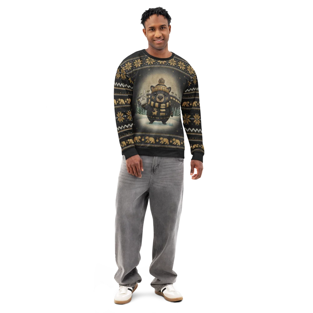 Pittsburgh Fan Ugly Christmas Sweatshirt on male model, front