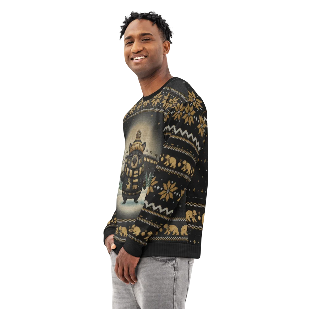 Pittsburgh Fan Ugly Christmas Sweatshirt on male model, side
