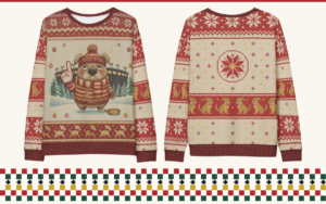 San Francisco Fan all-over print ugly Christmas sweatshirt, front and back