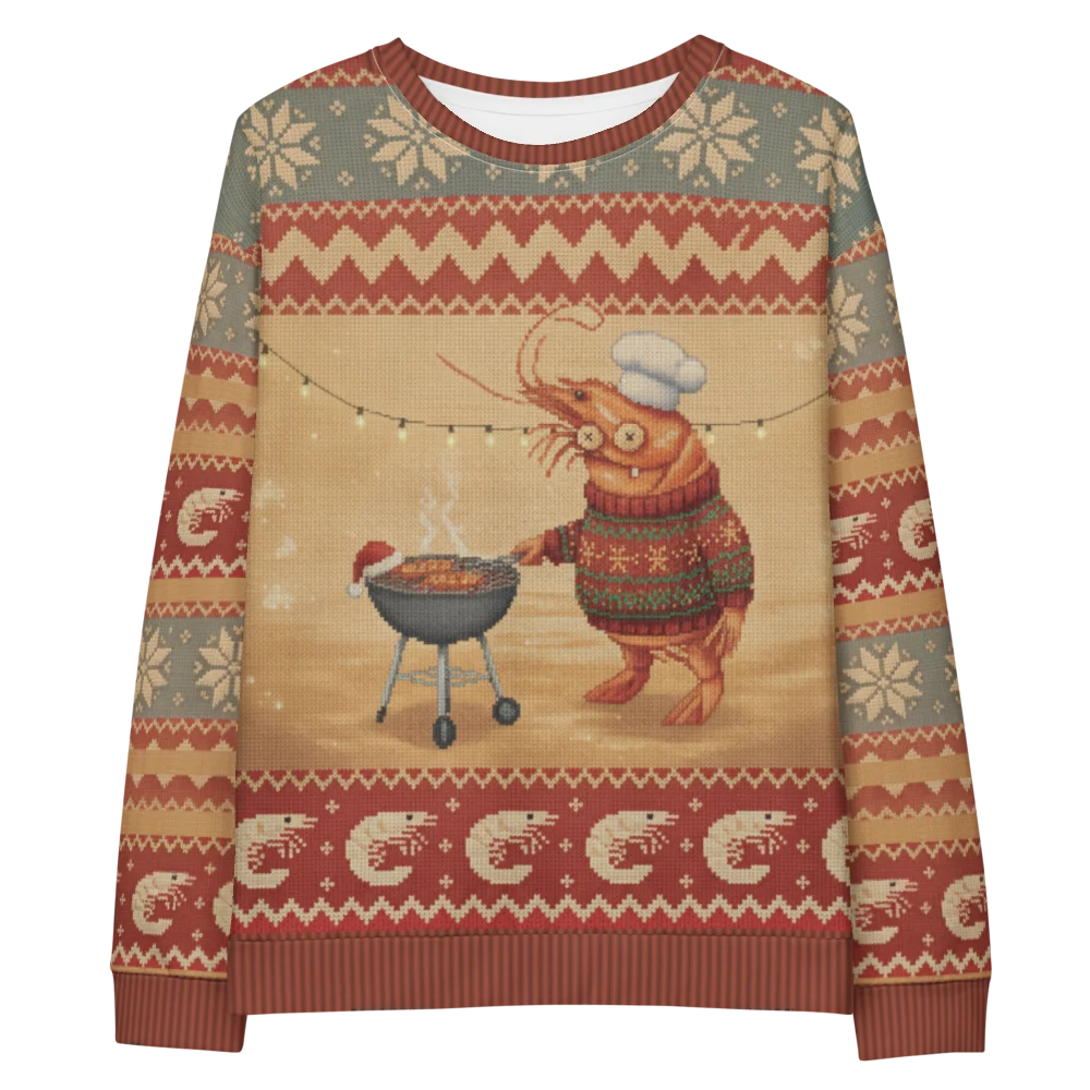 Shrimp on the Barbie Ugly Christmas Sweatshirt, All-Over Print