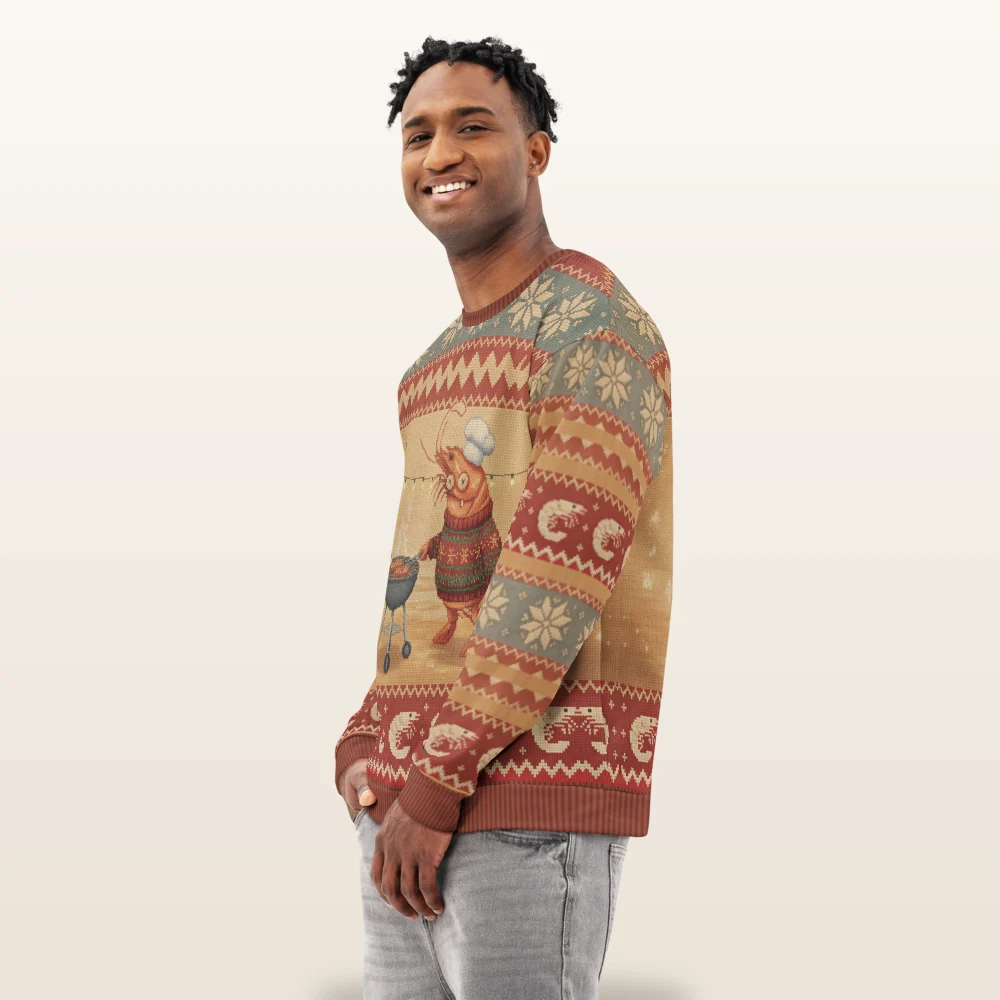 Shrimp on the Barbie Ugly Christmas Sweatshirt, All-Over Print