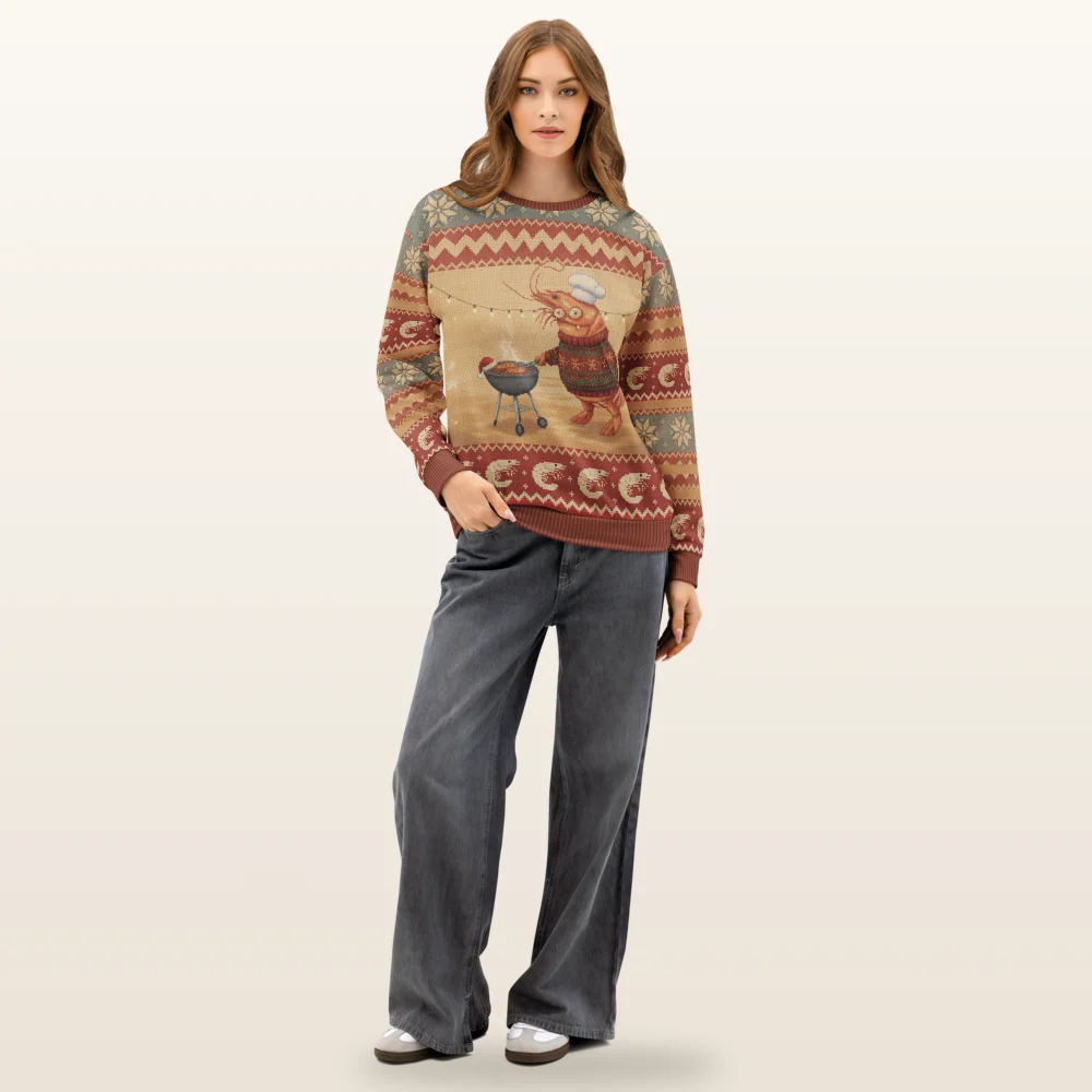Shrimp on the Barbie Ugly Christmas Sweatshirt, All-Over Print