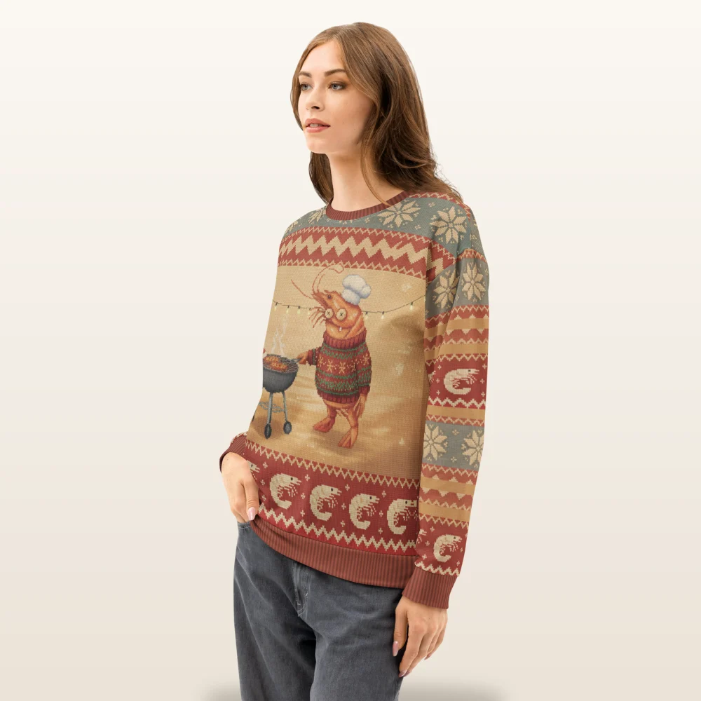 Shrimp on the Barbie Ugly Christmas Sweatshirt, All-Over Print
