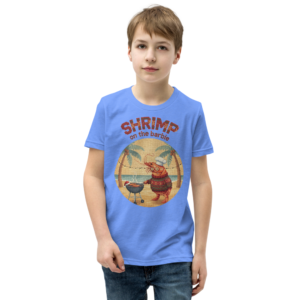 Shrimp on the Barbie Kids' Ugly Christmas Tee — Blue model