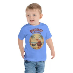 Shrimp on the Barbie Toddler Ugly Christmas Tee, Blue model