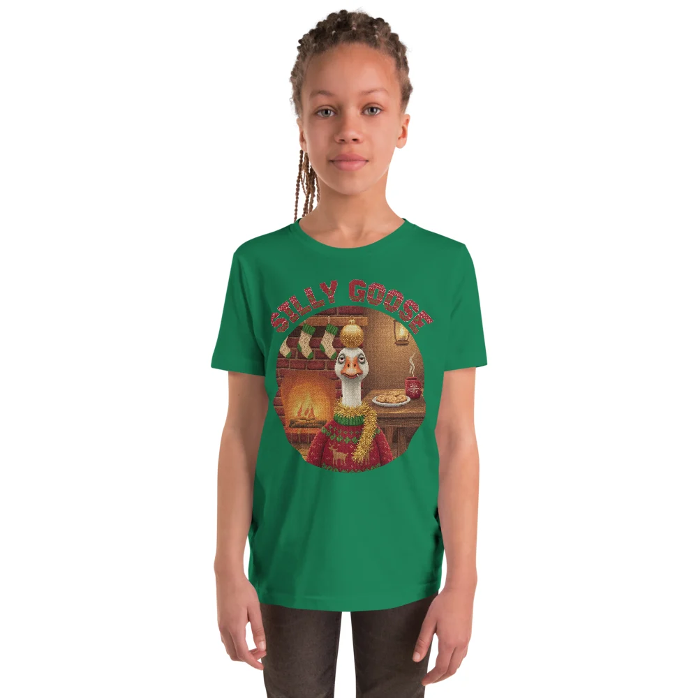 Silly Goose Kids' Ugly Christmas Tee, Green model