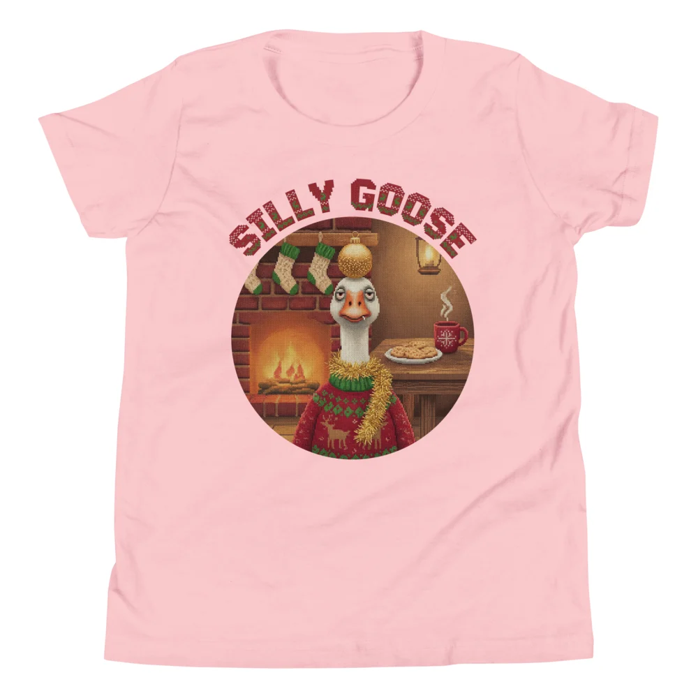 Silly Goose Kids' Ugly Christmas Tee, Light Pink