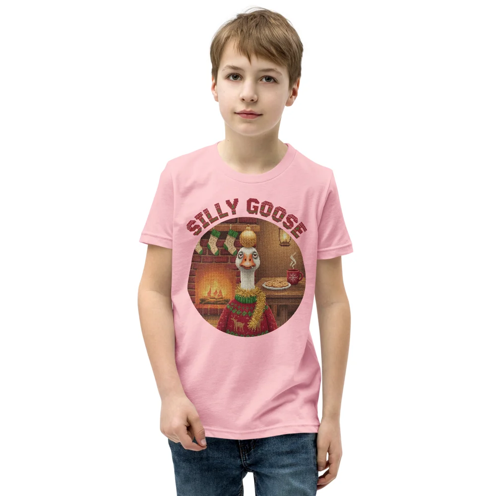 Silly Goose Kids' Ugly Christmas Tee, Light Pink model