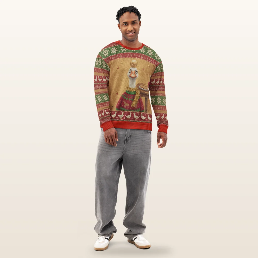 Silly Goose Ugly Christmas Sweatshirt, All-Over Print