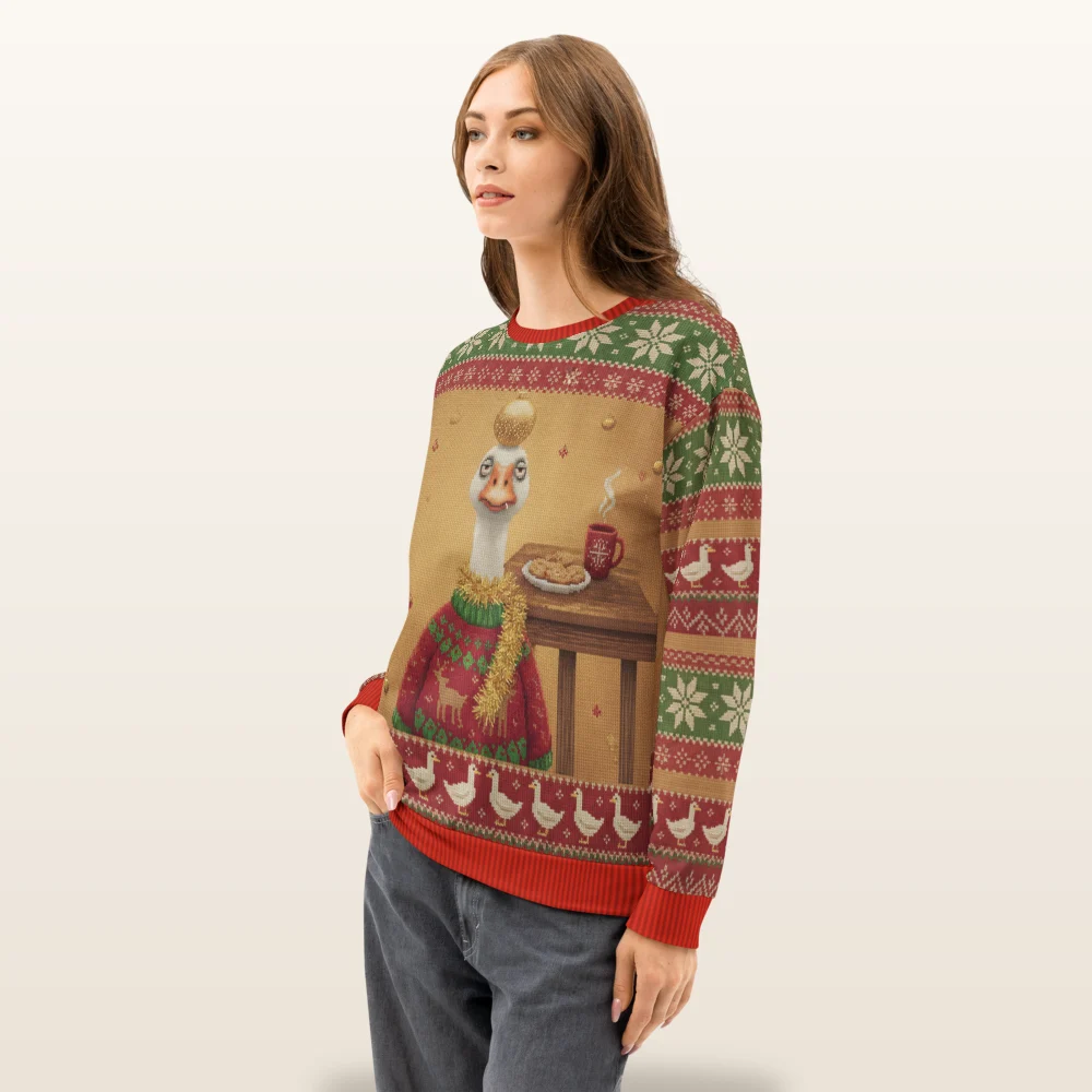 Silly Goose Ugly Christmas Sweatshirt, All-Over Print