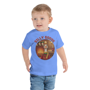 Silly Goose Toddler Ugly Christmas Tee — Blue model
