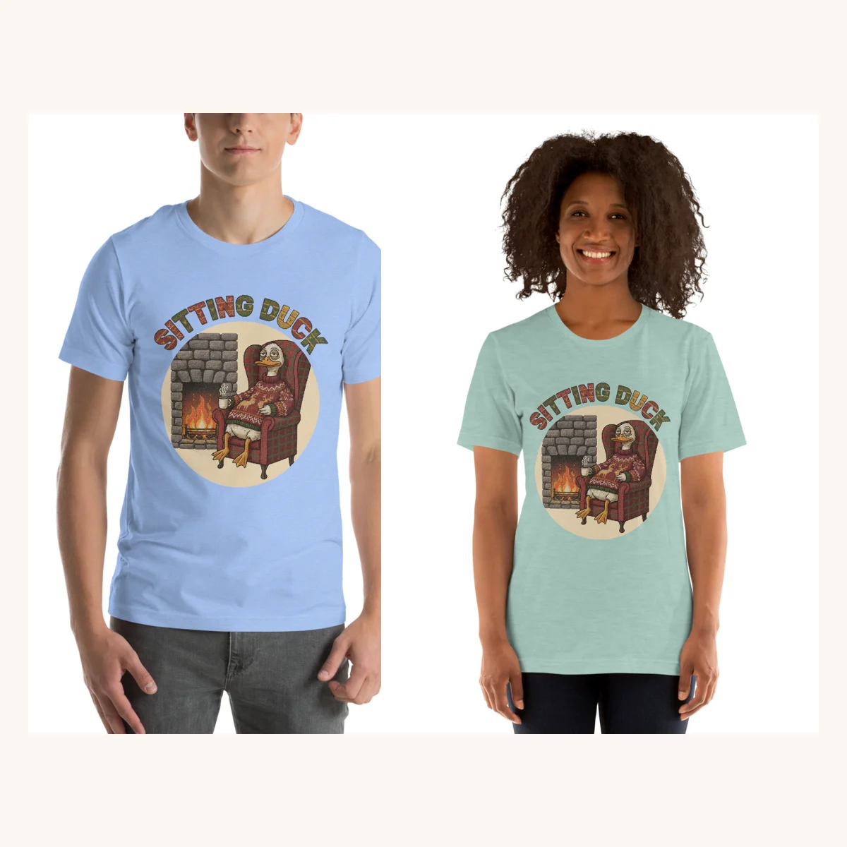 Sitting Duck Matching Christmas Shirts for Couples | Two Funny Tees
