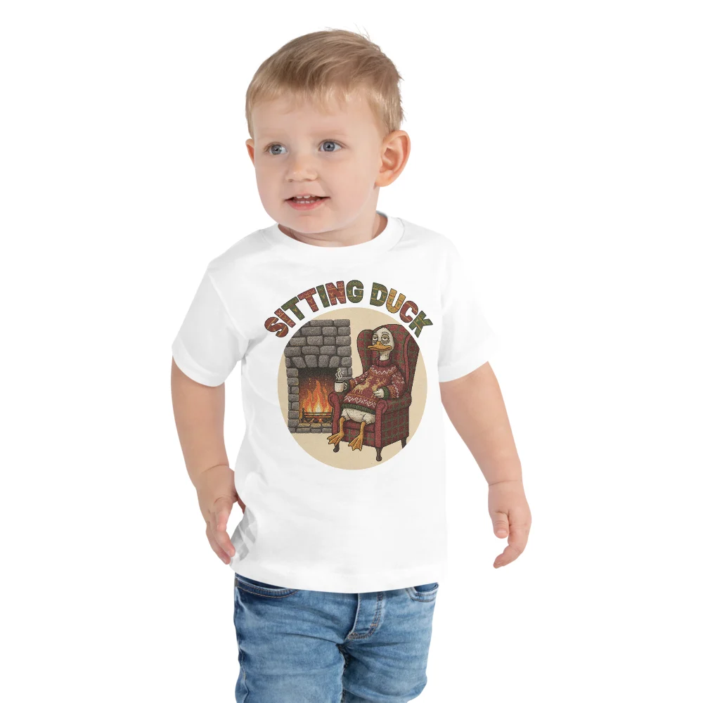 Sitting Duck Toddler Ugly Christmas Tee, Pure White model