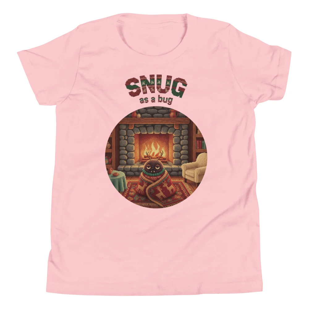 Snug as a Bug Kids' Ugly Christmas Tee, Light Pink