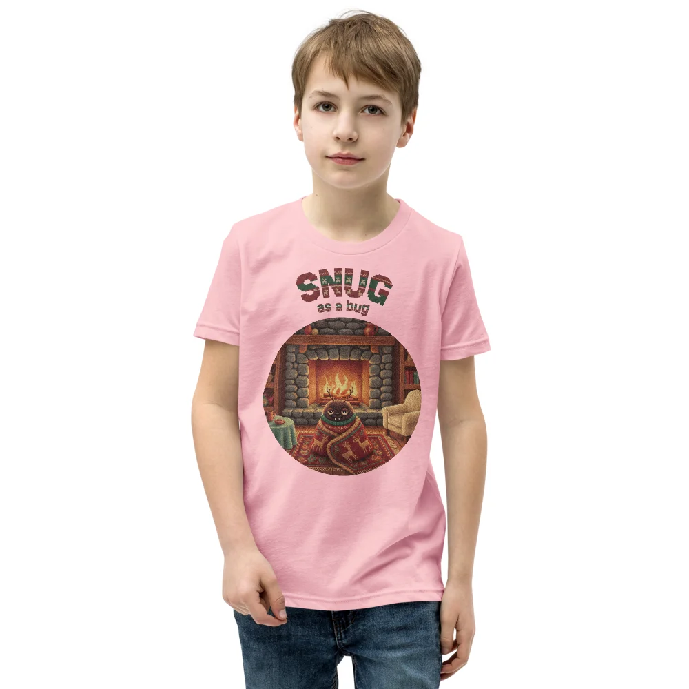 Snug as a Bug Kids' Ugly Christmas Tee, Light Pink model