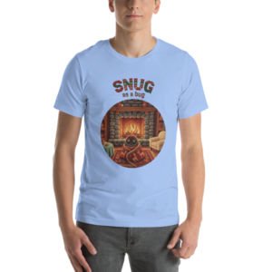 Snug as a Bug Ugly Christmas Tee — Blue model