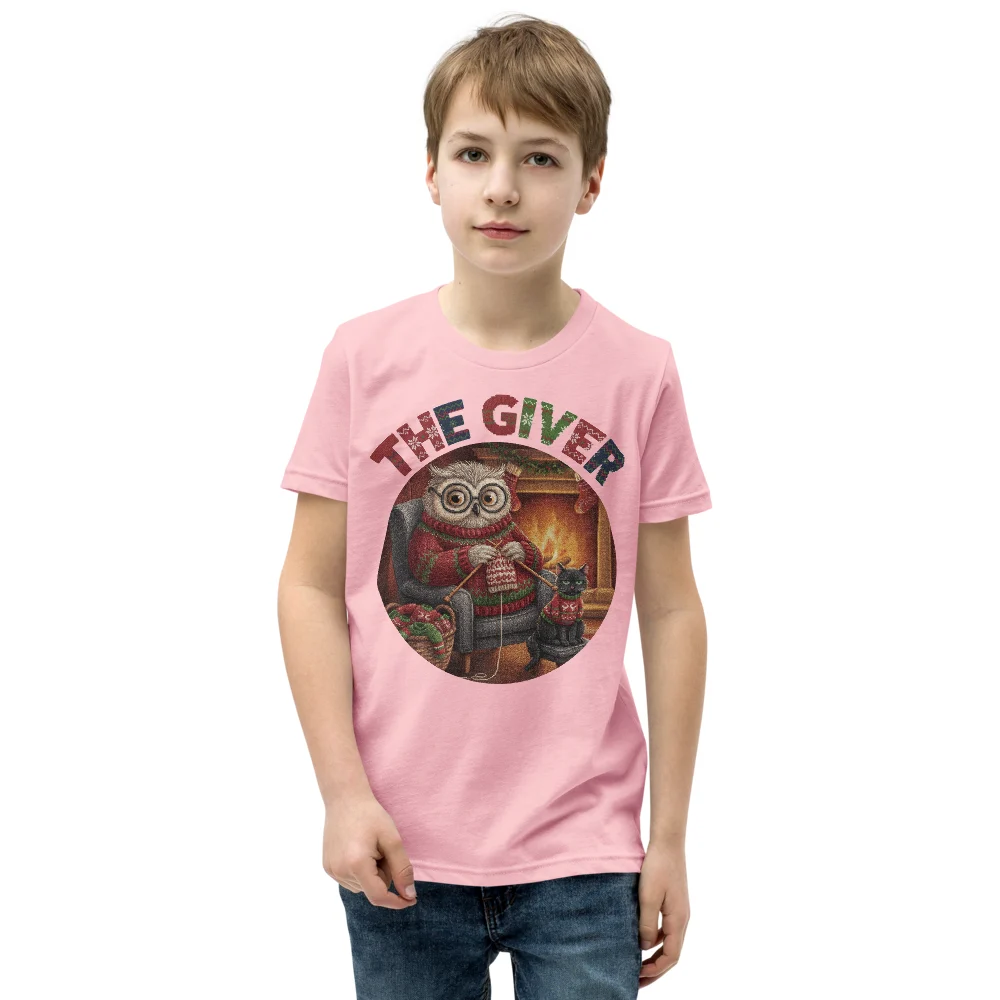 The Giver Kids' Ugly Christmas Tee, Light Pink model