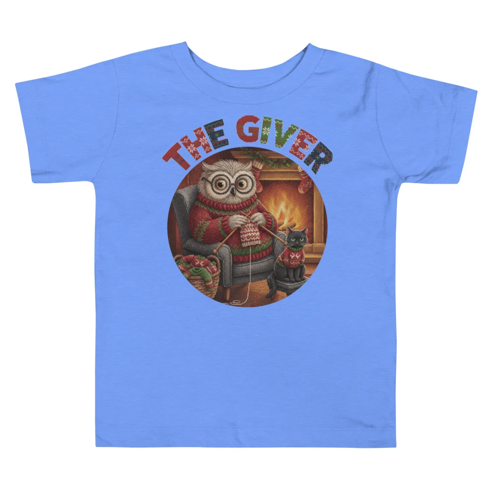 The Giver Toddler Ugly Christmas Tee, Blue flat