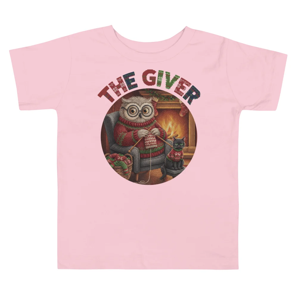 The Giver Toddler Ugly Christmas Tee, Light Pink flat