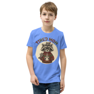 Tired Mom Kids' Ugly Christmas Tee — Blue model