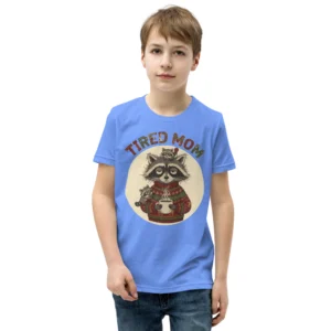 Tired Mom Kids' Ugly Christmas Tee, Blue model