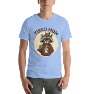 Tired Mom Ugly Christmas Tee — Blue model