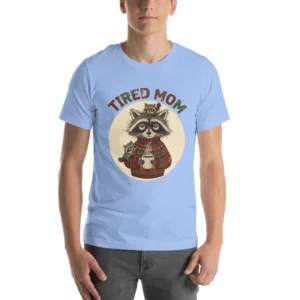 Tired Mom Ugly Christmas Tee, Blue model
