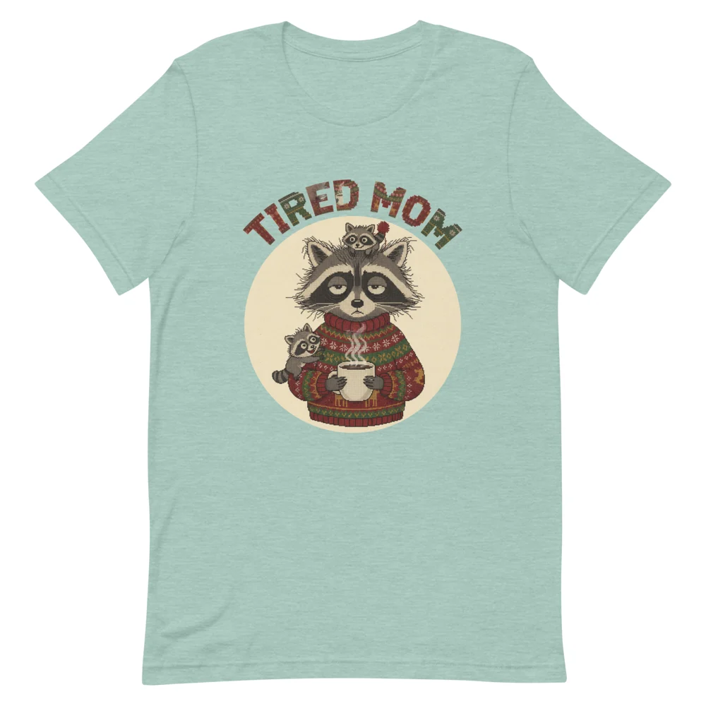 Tired Mom Ugly Christmas Tee, Green
