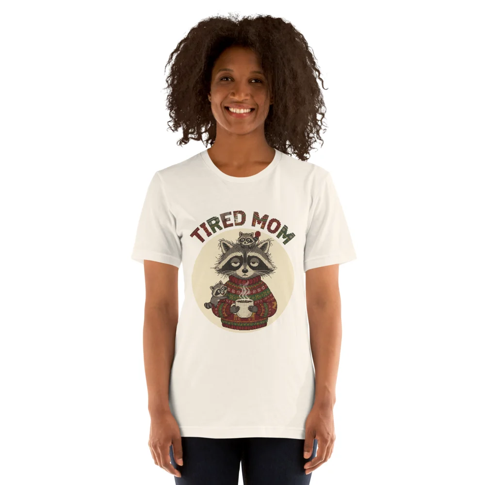 Tired Mom Ugly Christmas Tee, Vintage White model