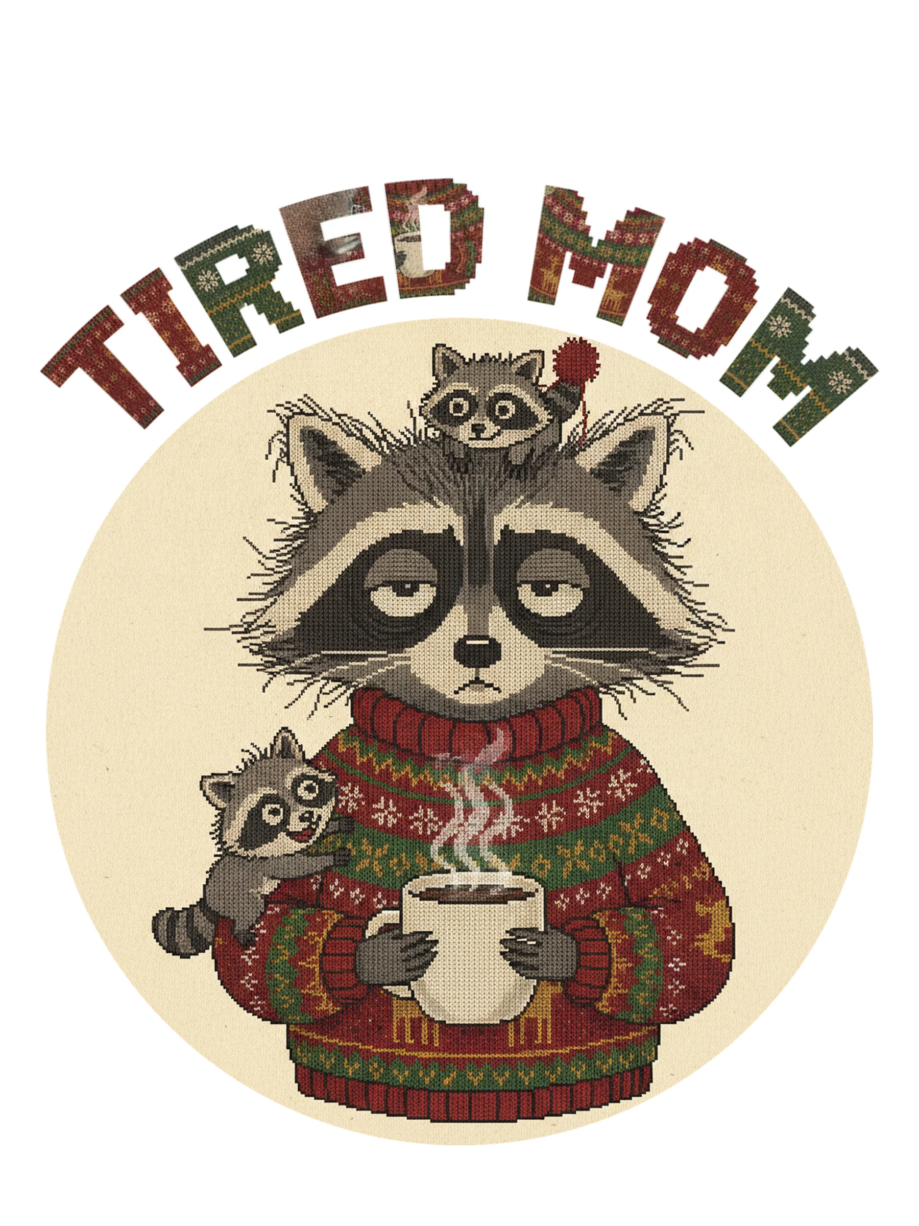 Tired Mom Toddler Ugly Christmas Tee