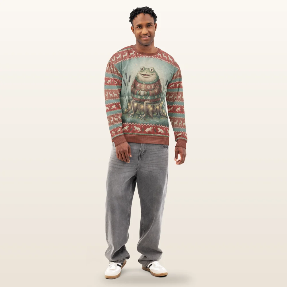 Toadally Festive Ugly Christmas Sweatshirt, All-Over Print