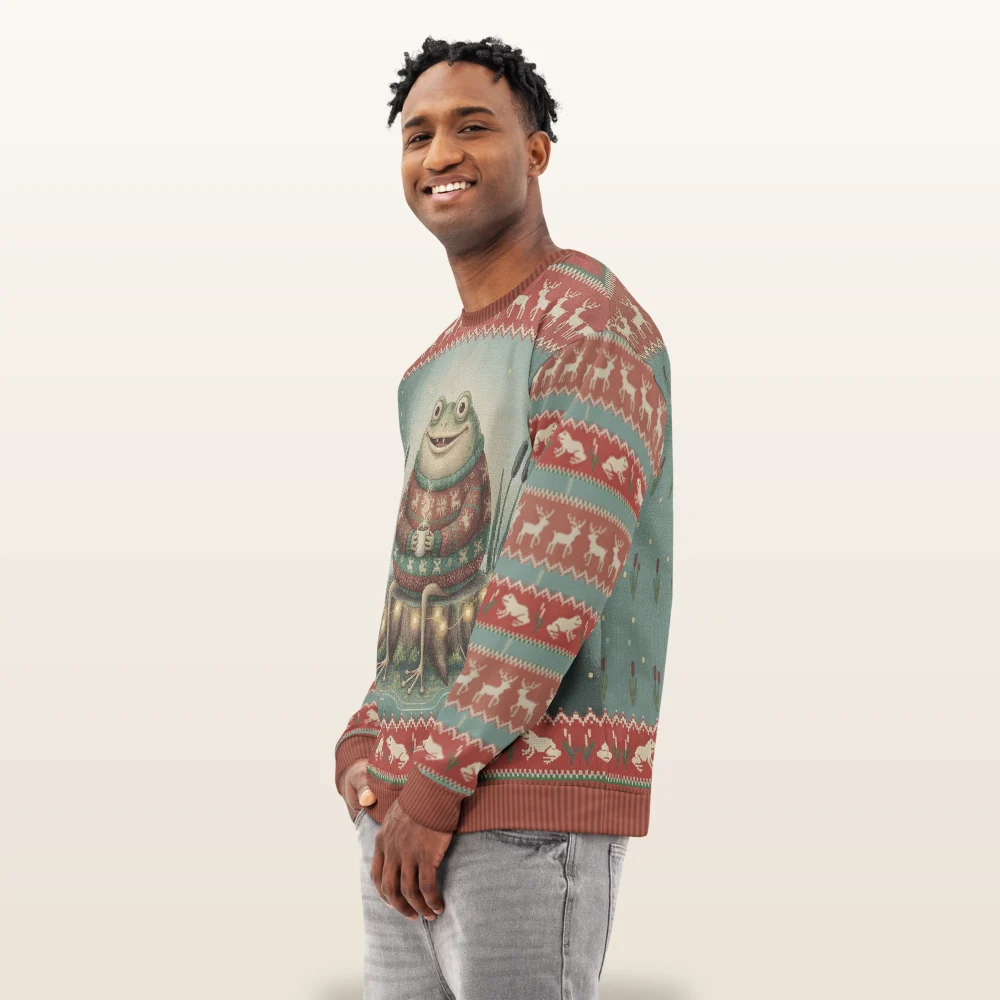 Toadally Festive Ugly Christmas Sweatshirt, All-Over Print