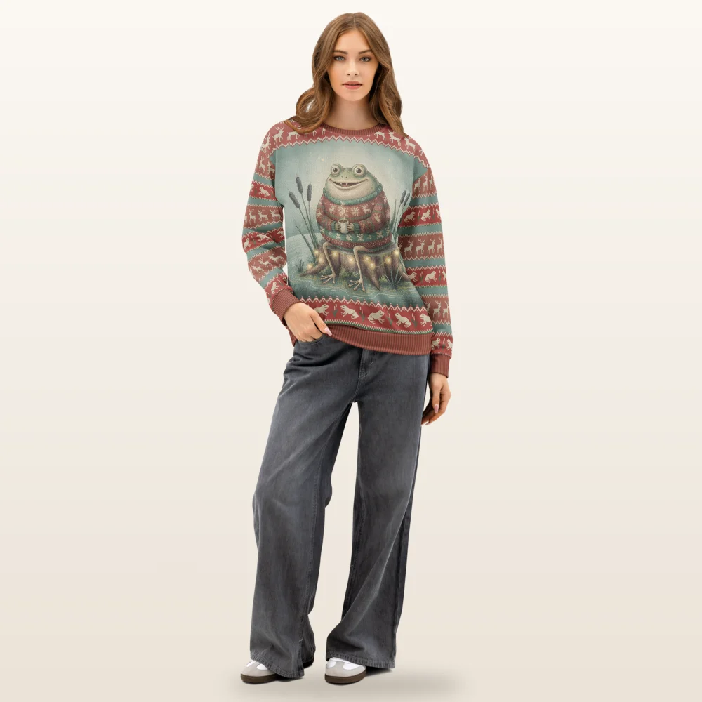 Toadally Festive Ugly Christmas Sweatshirt, All-Over Print