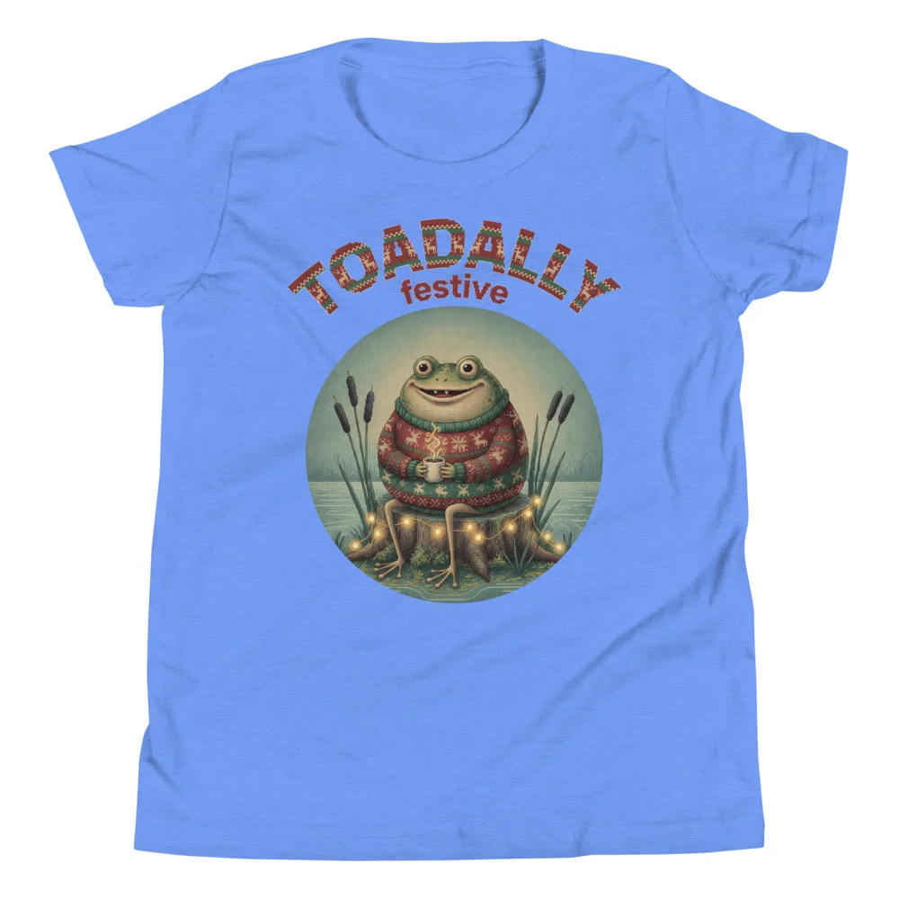 Toadally Festive Kids' Ugly Christmas Tee, Blue