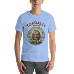 Toadally Festive Ugly Christmas Tee — Blue model