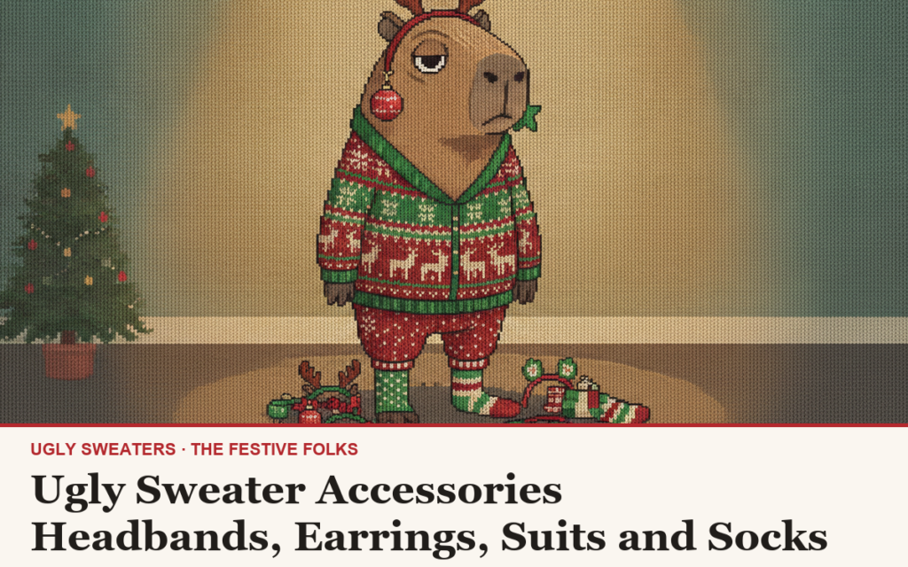 Ugly Sweater Accessories: Headbands, Earrings, Suits and Socks