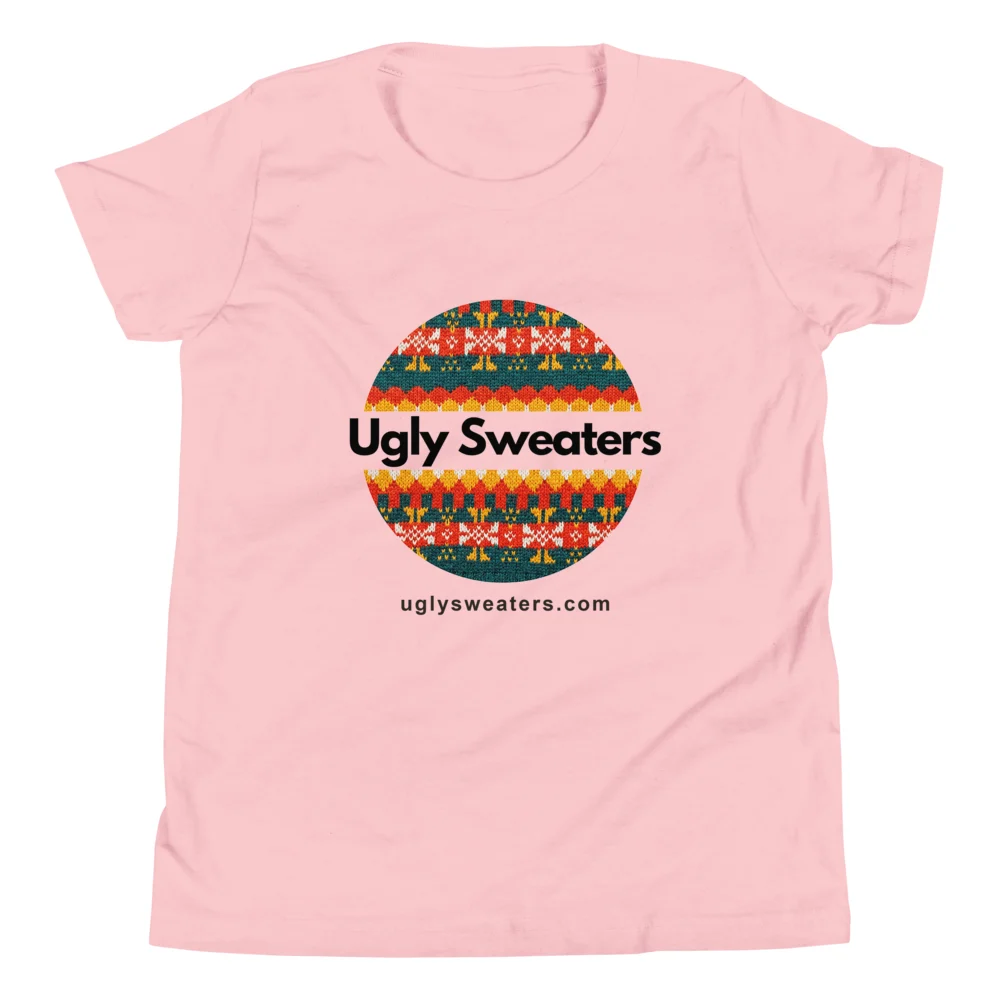 Ugly Sweaters Logo Kids' Ugly Christmas Tee, Light Pink