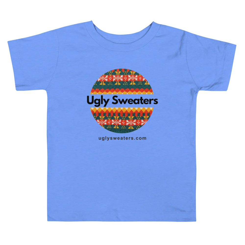 Ugly Sweaters Logo Toddler Ugly Christmas Tee, Blue flat