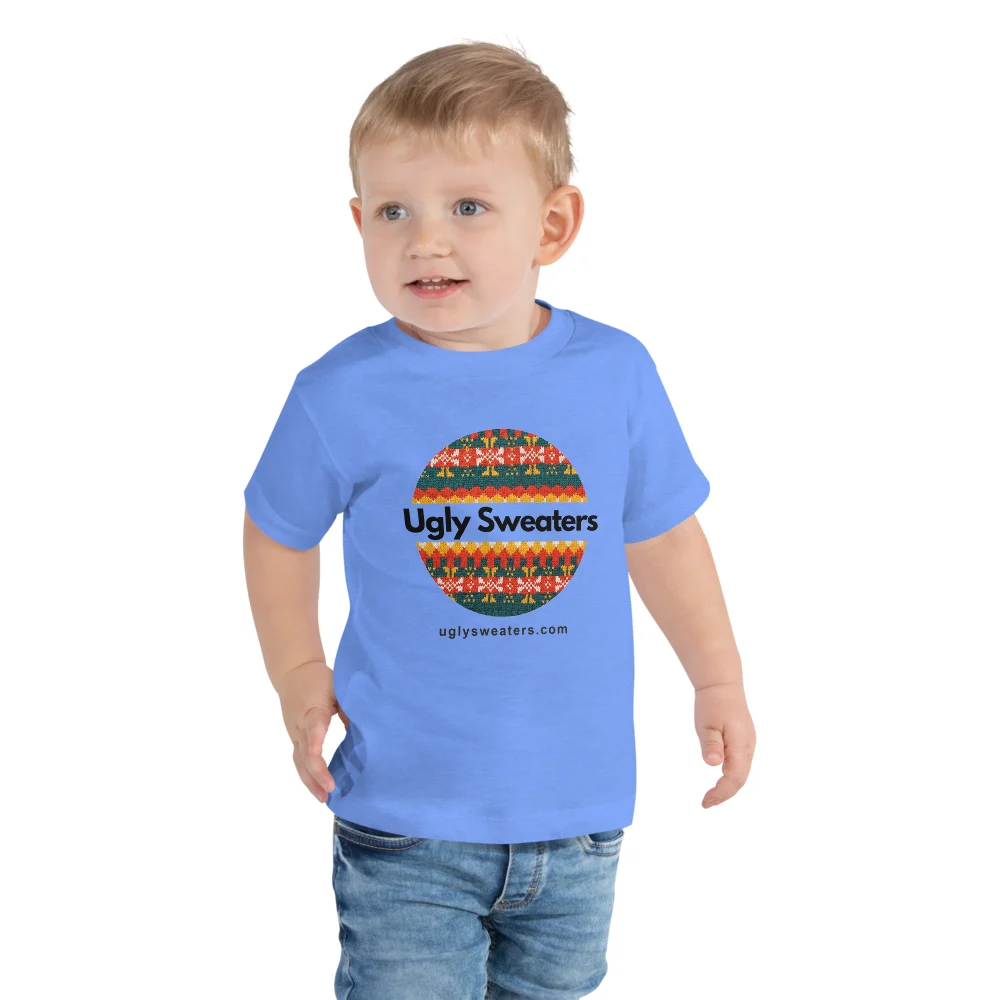 Ugly Sweaters Logo Toddler Ugly Christmas Tee, Blue model