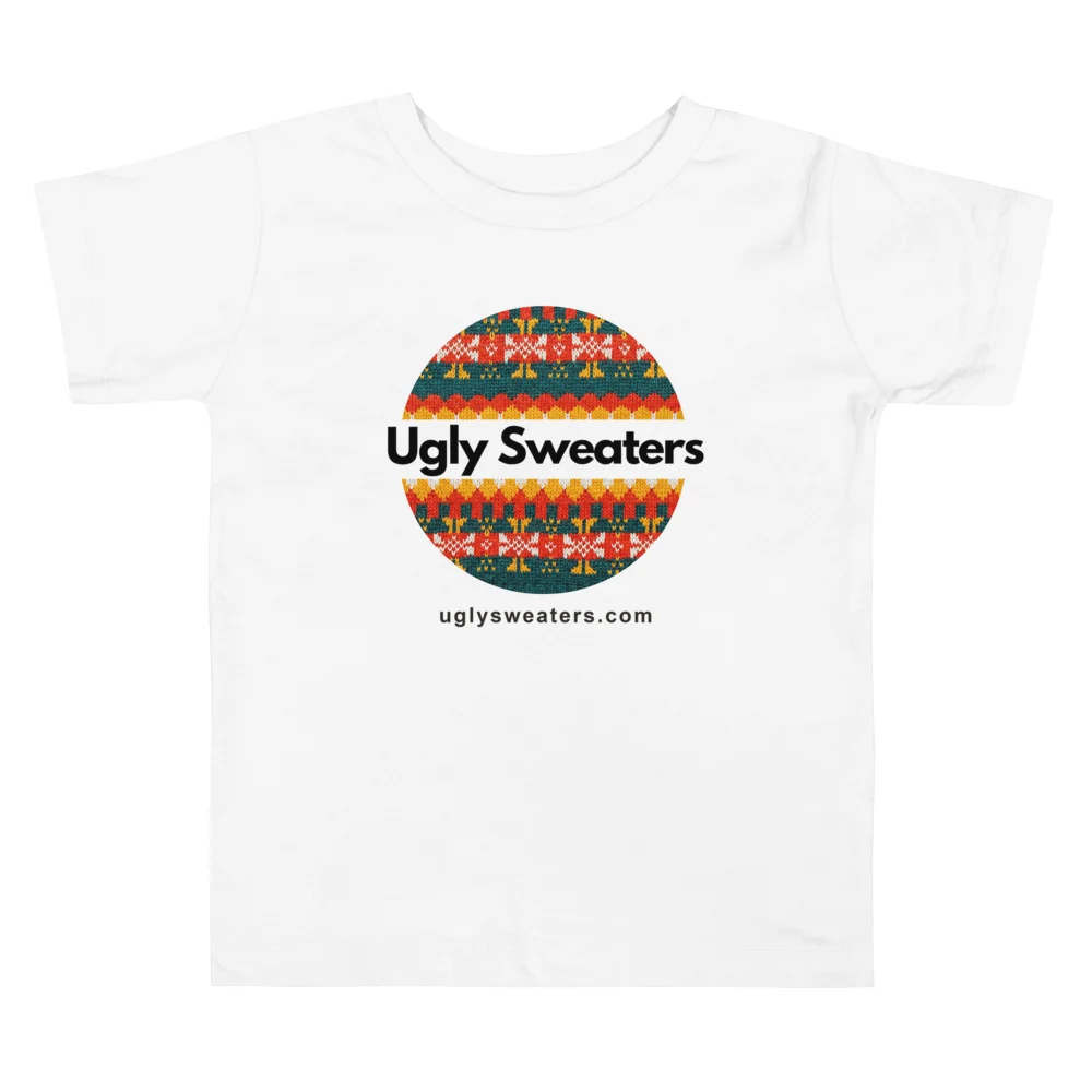 Ugly Sweaters Logo Toddler Ugly Christmas Tee, Pure White flat
