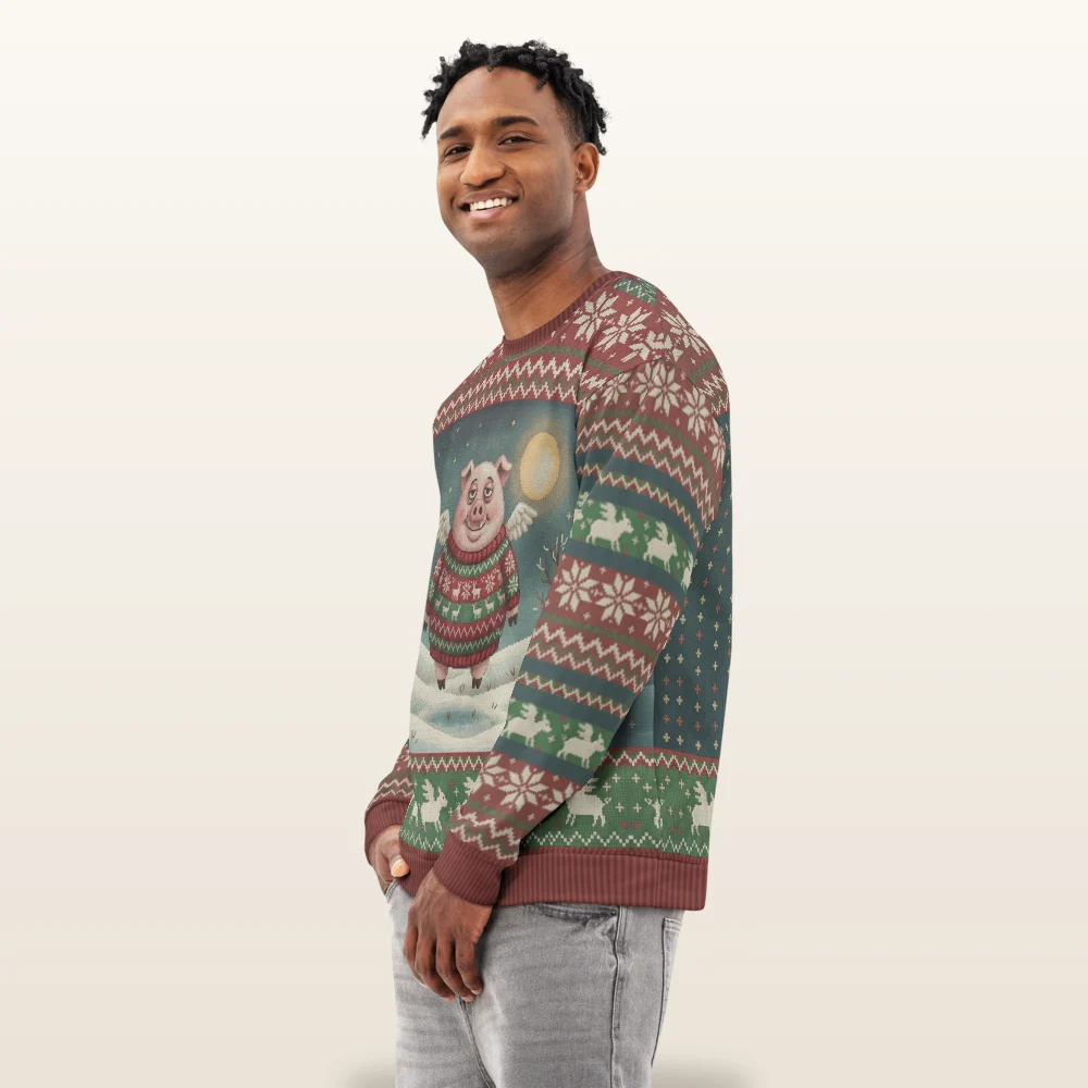 When Pigs Fly All-Over-Print Christmas Sweatshirt
