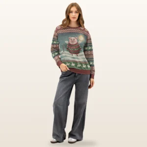 When Pigs Fly All-Over-Print Christmas Sweatshirt