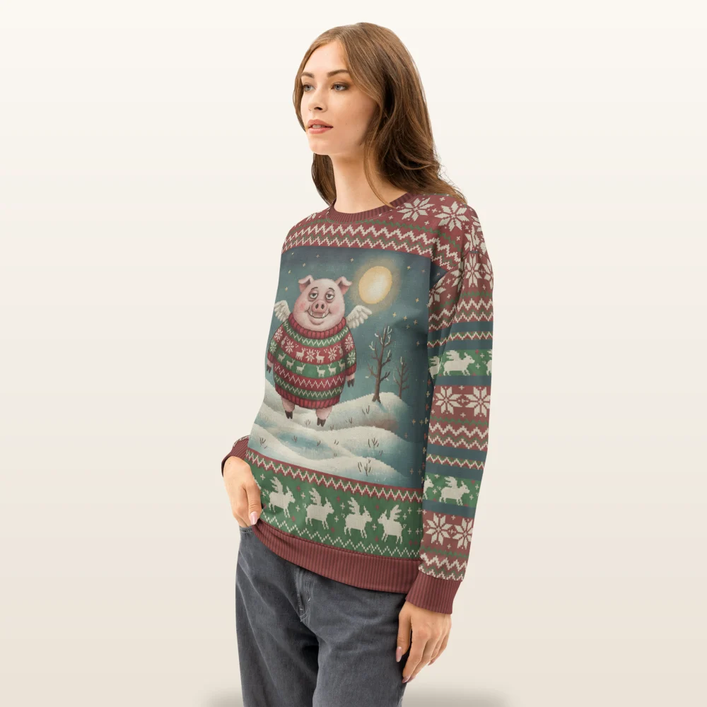 When Pigs Fly All-Over-Print Christmas Sweatshirt