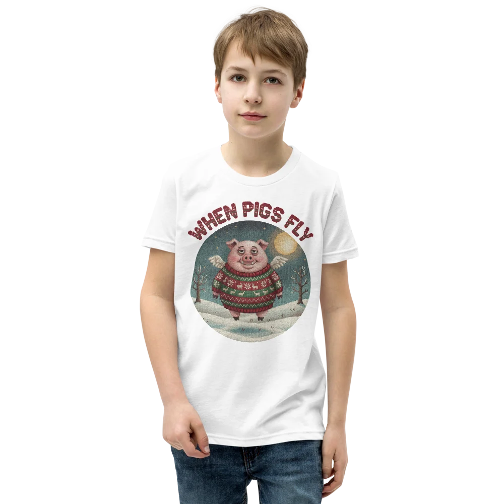 When Pigs Fly Kids' Ugly Christmas Tee