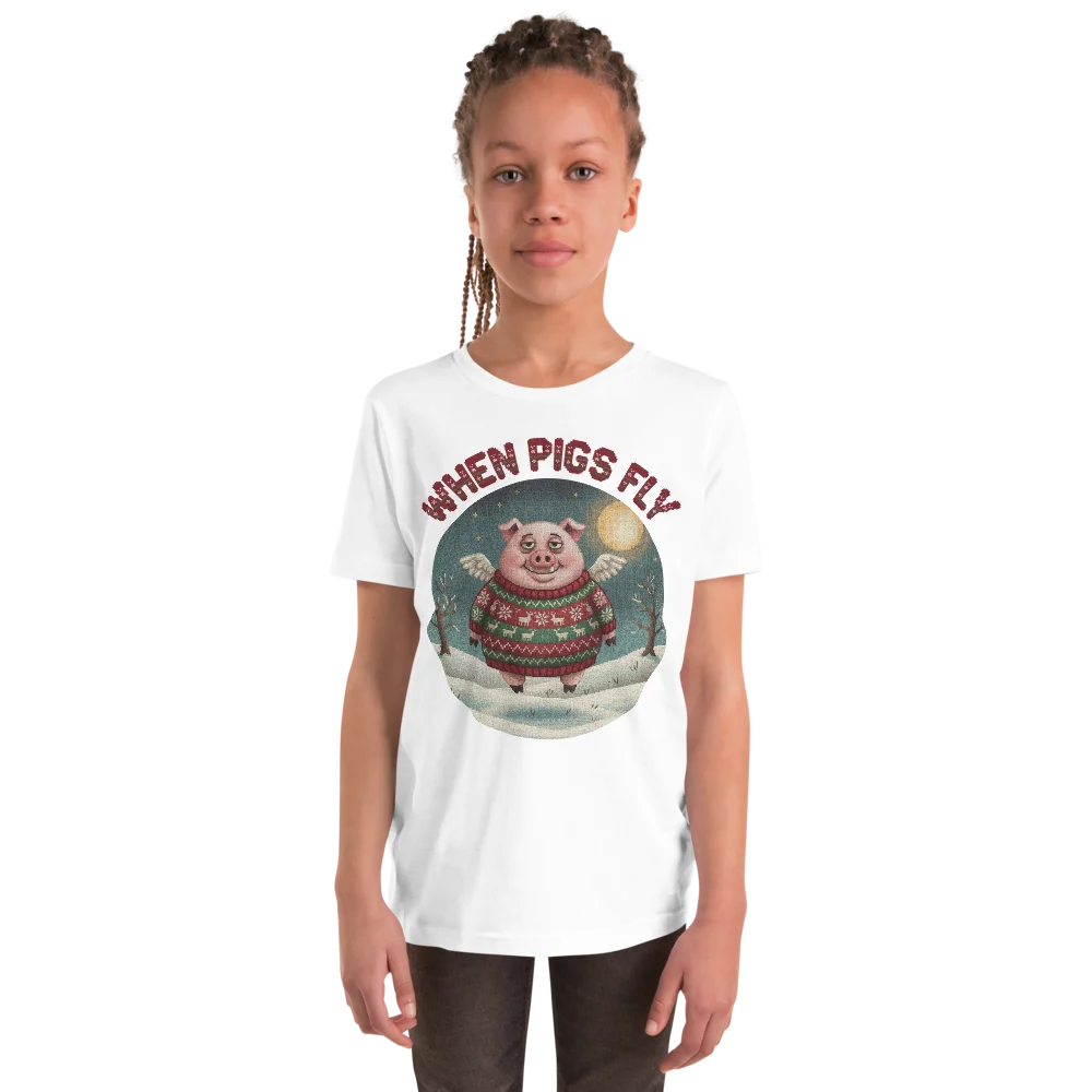 When Pigs Fly Kids' Ugly Christmas Tee
