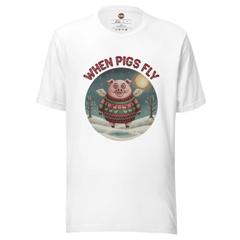 When Pigs Fly Ugly Christmas Tee