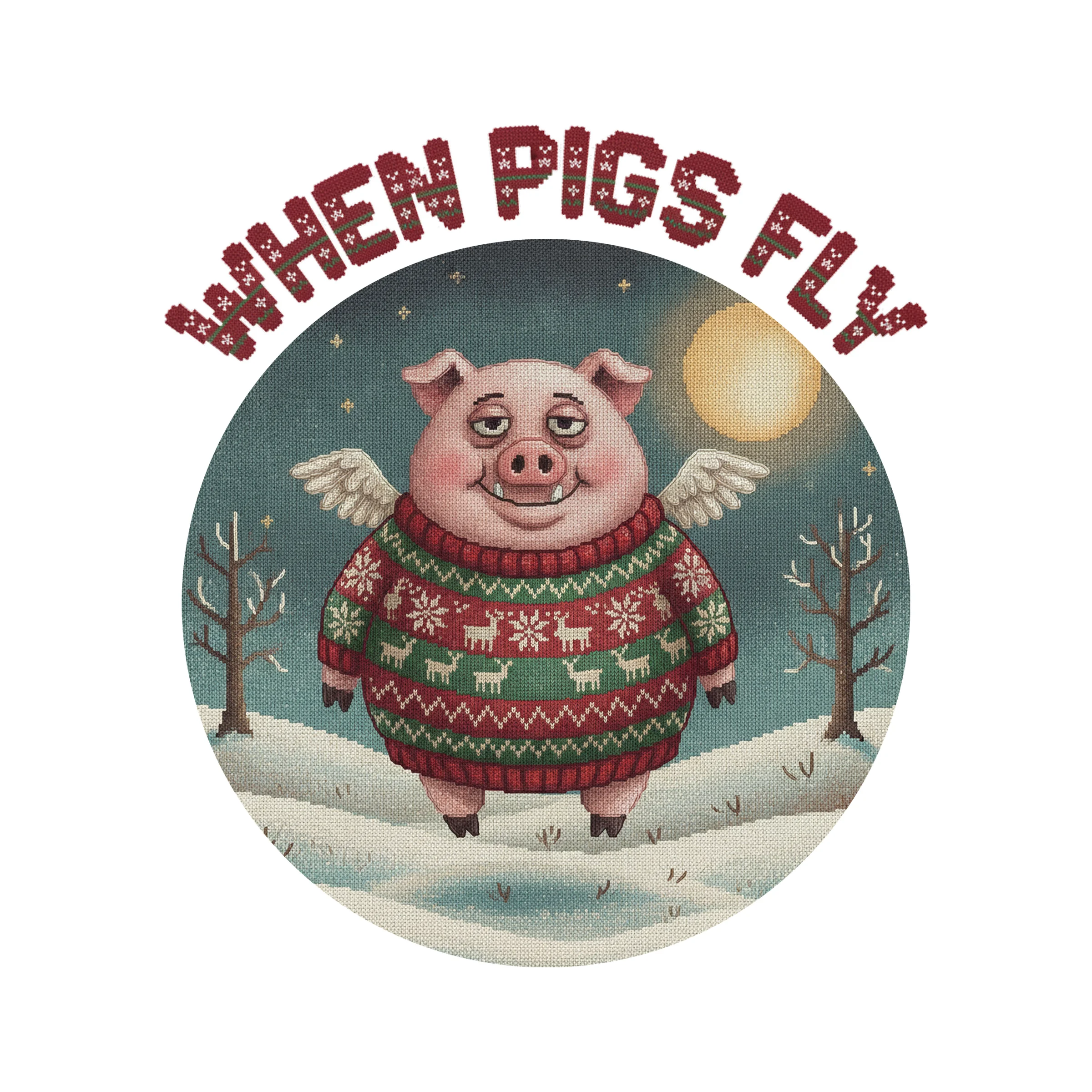 When Pigs Fly Ugly Christmas Tee